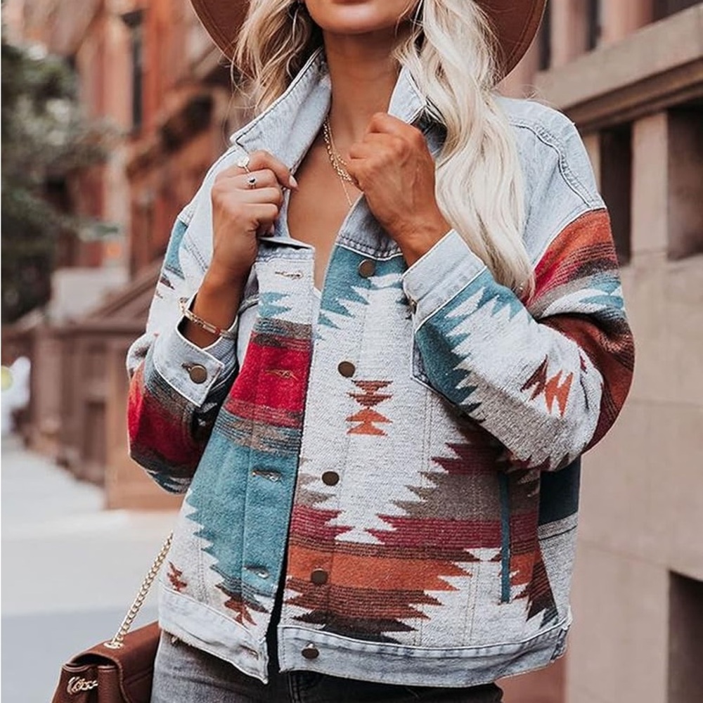 Women Stylish Multicolor Aztec Jacket